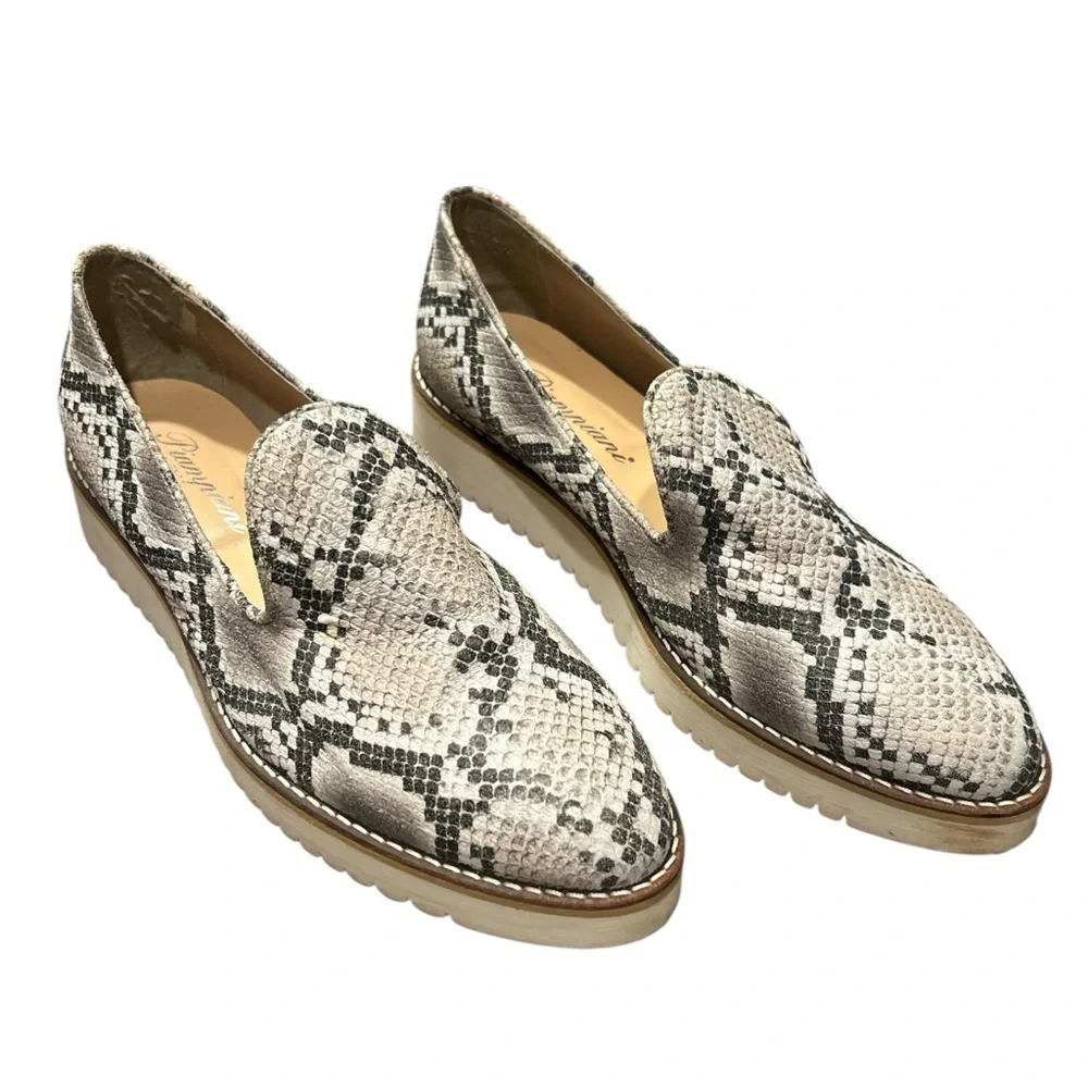 Women’s Snake-Print Slip-On Loafers in Neutral